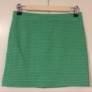 J. Crew Dot Dash Skirt- green with white stitch